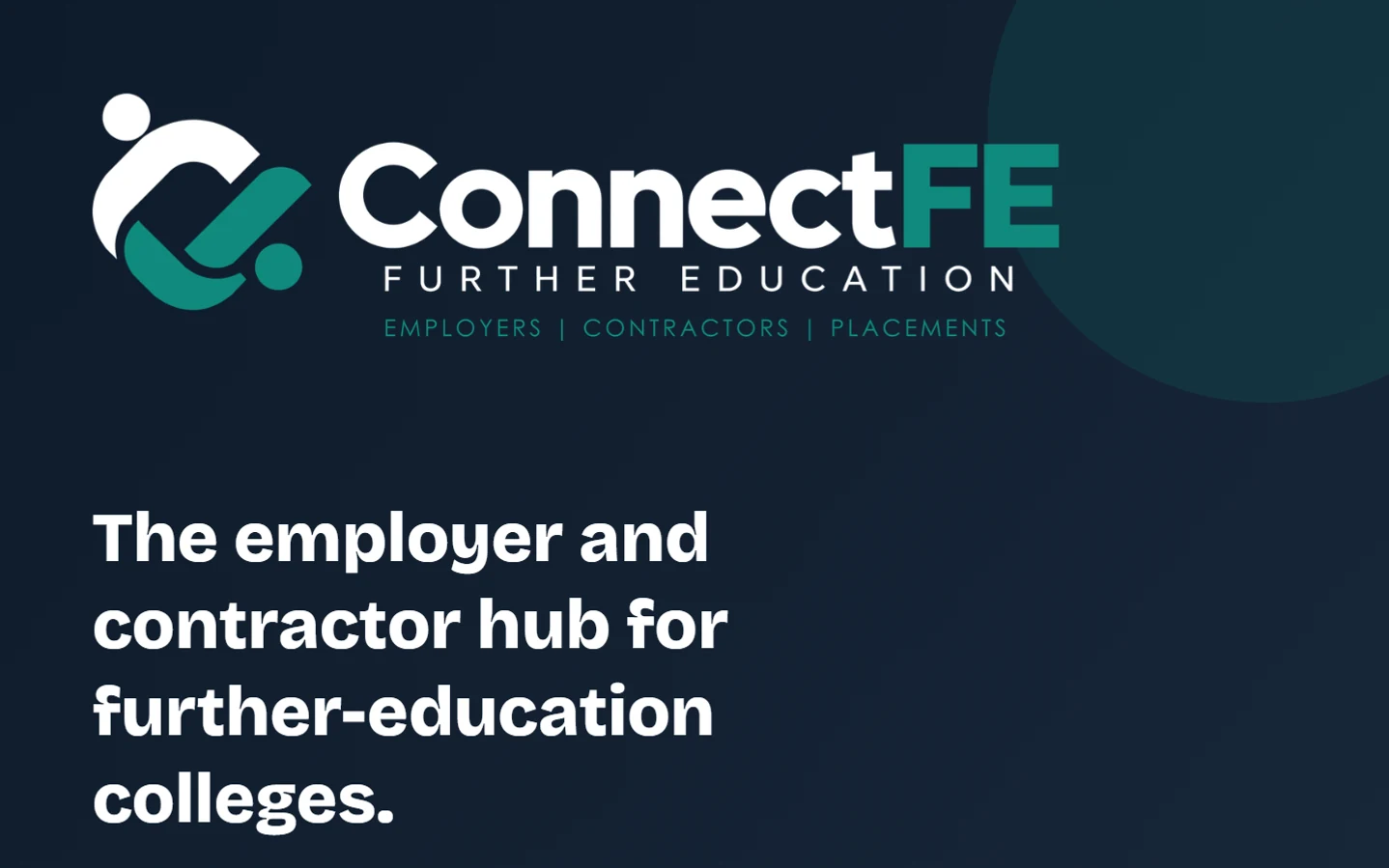 ConnectFE welcome screen: the employer and contractor hub for further education colleges